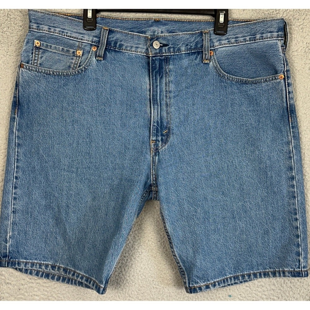 Levis 405 Shirts Mens 40 Blue Standard Fit 5-Pocket Denim Flat Front Red Tab EUC